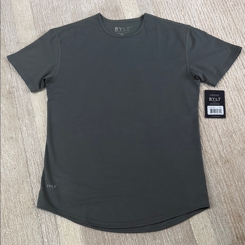 BYLT Blend Charcoal Gray Crew Neck Short Sleeve Tee, Size Medium, NWT